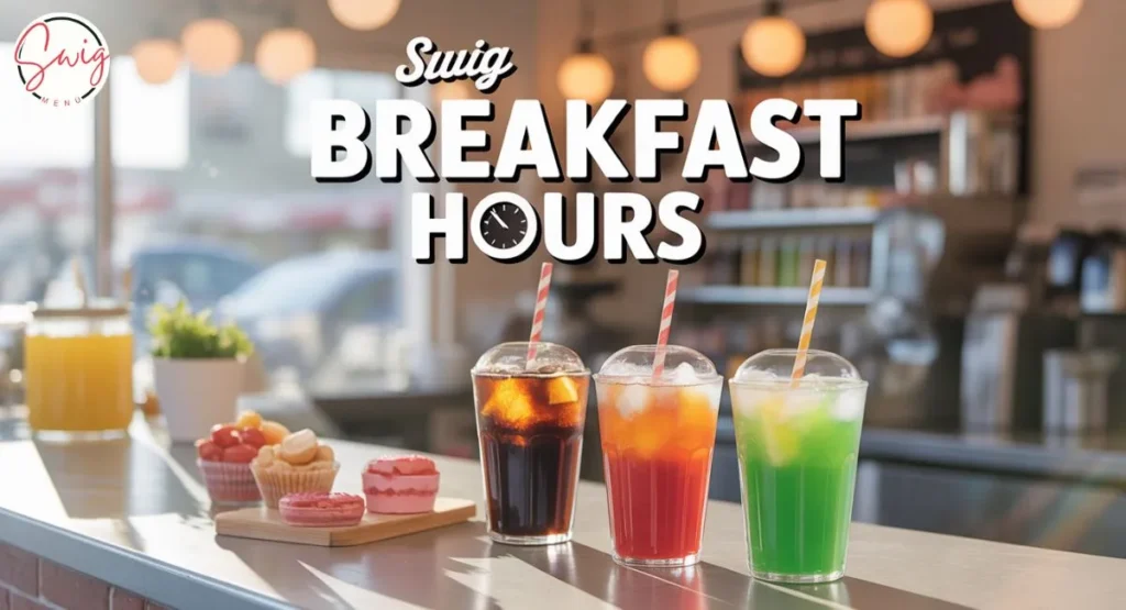 Swig breakfast hours on weekdays and weekends showing morning drink and food menu timing