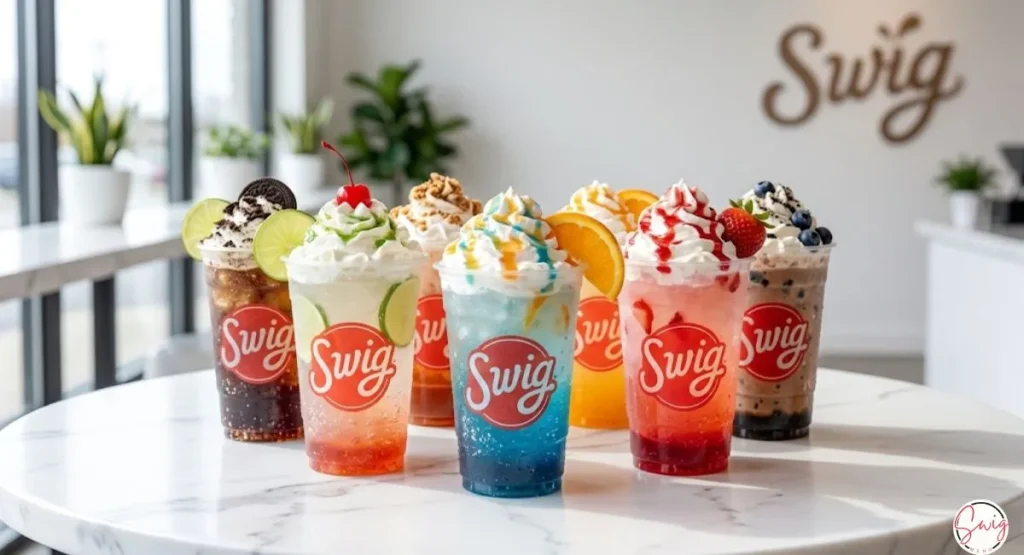 Popular Swig secret menu drinks including Dirty Dr Pepper Raspberry Dream and Bloody Wild