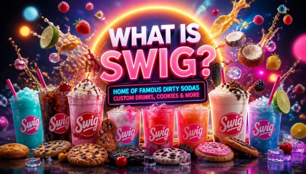 Swig dirty soda brand offering customizable soda drinks with flavored syrups and cream